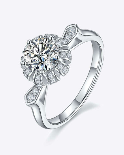 Luxe Elegance 1 Carat Lab-Diamond Sterling Silver Ring - Graceful Collection