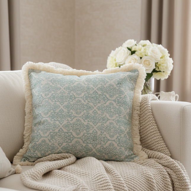 Printed woven tufted pillow cushion cover