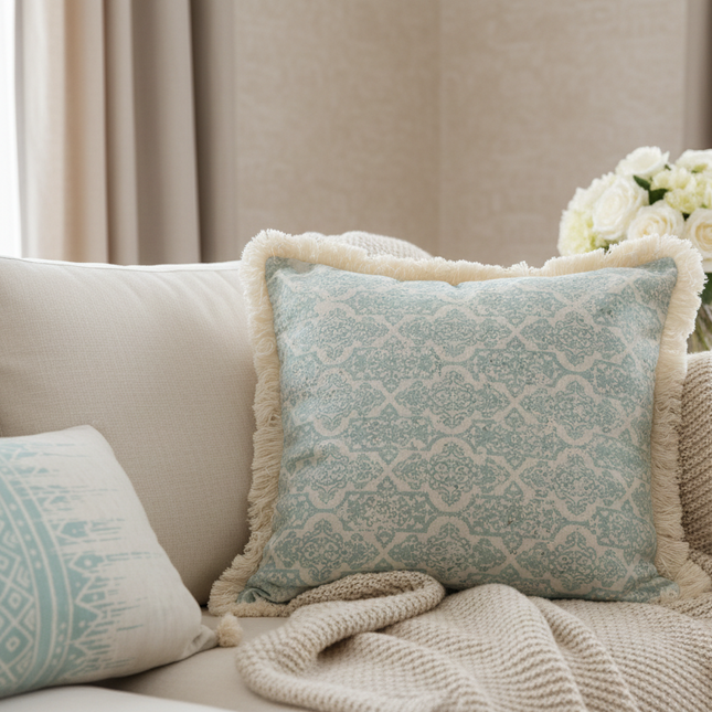 Printed woven tufted pillow cushion cover