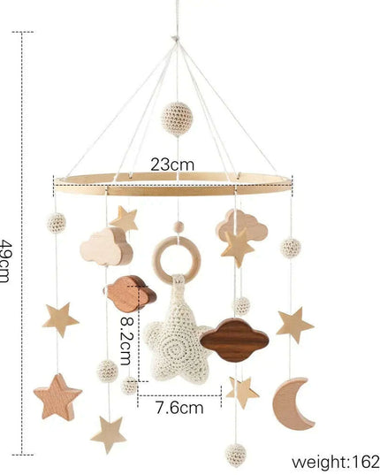 Wooden Musical Baby Rattle Mobile with Crib Bell for Newborns – Infant Hanging Toy Holder for 0-24 Months