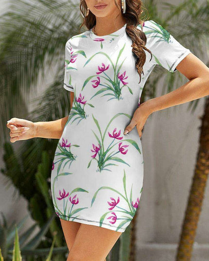 Chic Ivory Wrap Mini Dress with a Stylish Fit