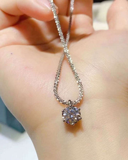 Radiant Sterling Silver Pendant Necklace with 1 Carat Lab-Created Diamond