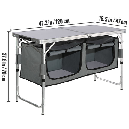 VEVOR Folding Camping Kitchen Table - Quick Set-up, 3 Adjustable Heigh