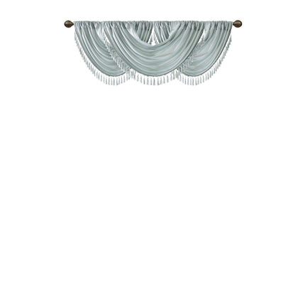 Room and Decor Faux Silk Waterfall Valance, Embellished, 38x46" Dusty