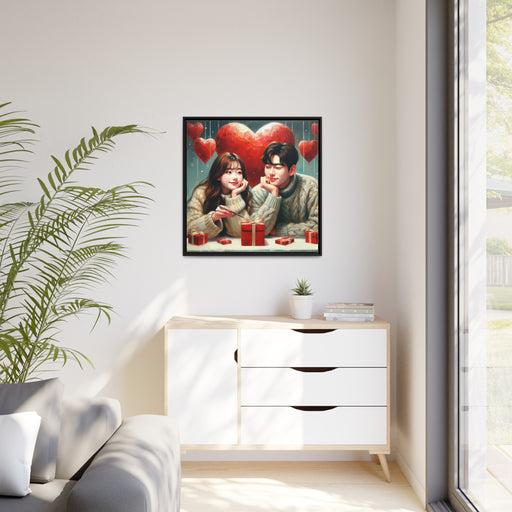 Elegant Black Frame Love Couple Canvas Print