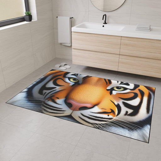 Fantasy Tiger 3D Head Custom Floor Mat with Non-Slip Backing
