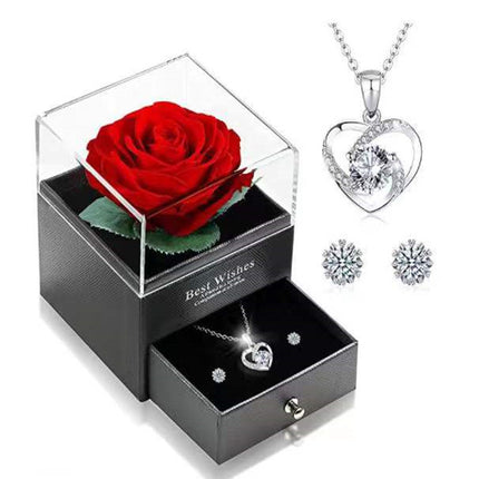 Heart Shaped Sterling Silver Necklace Earring Combination Suit
