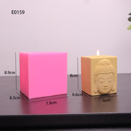 Cartoon Buddha Statue Candle Holder Silicone Mold Square For DIY Handmade
