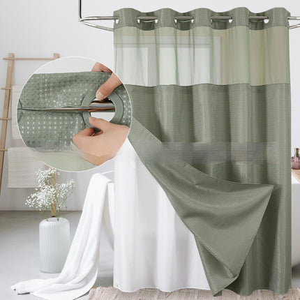Waffle-Pattern Double-Layer Shower Curtain | 19 Colors