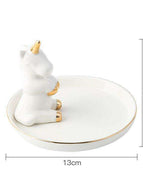 White coiled unicorn side (plate 13cm)