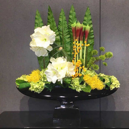 Modern Fiberglass Countertop Flower Vase White Coffee Gold Silver Foil