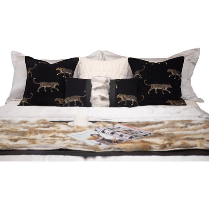 French-style Luxury Sofa Black-and-gold Throw Cushion Backrest Fur Fab