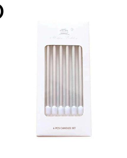 Metallic Birthday Candle Set - 6pcs Chrome Gold & Silver Cake Decorations for Weddings and Baby Showers
