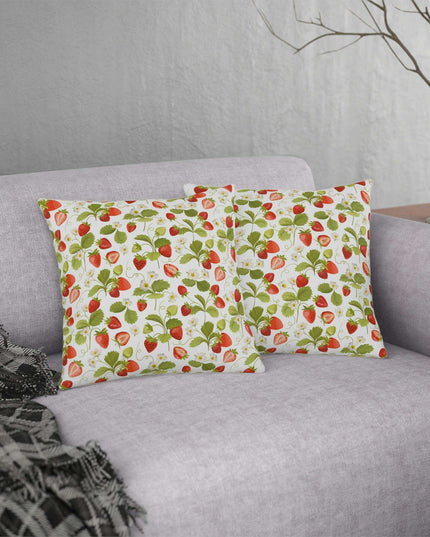 Vibrant Strawberry Outdoor Pillow Set with Concealed Zipper - Water-Resistant and Stylish