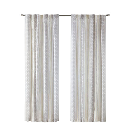 Room & Decor 2Pk Tufted Stripe Curtain Panels, 50x95", White Taupe