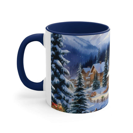 Colorful Holiday Cheer Ceramic Coffee Mug - 11oz Two-Tone Design