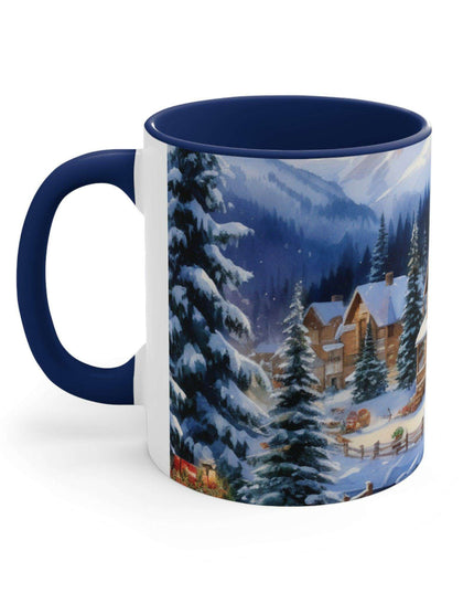 Colorful Holiday Cheer Ceramic Coffee Mug - 11oz Two-Tone Design