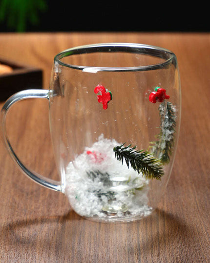 Christmas High Borosilicate Heat-resistant Double Layer Glass Cup