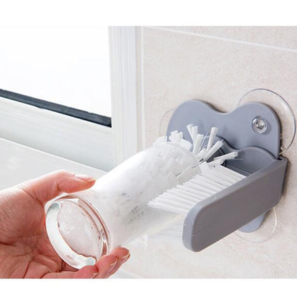 Double Head Suction Cup Wall Mounted Cleaning Brush for Glass and Kitchen
