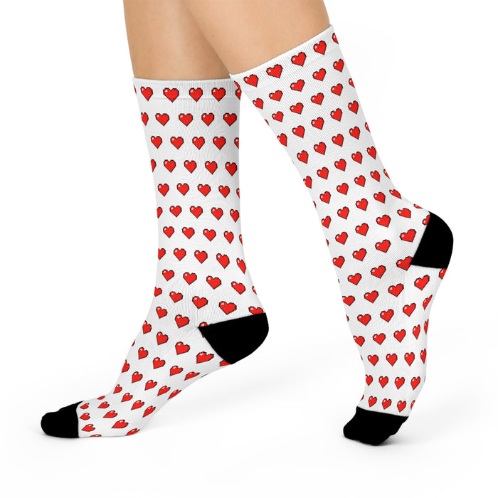 Elegant Black Accent Valentine's Day Crew Socks with Chic Style