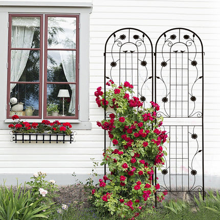 Room and Decor 2 Pack Rustproof Metal Garden Trellis, 86.7" Black