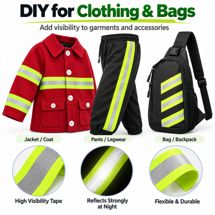 Reflective Safety Fabric Webbing Trim Strip – Sew-On High Visibility Tape