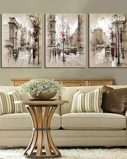 Urban Elegance Contemporary Cityscape Canvas Art | Oil Painting for Modern Interiors