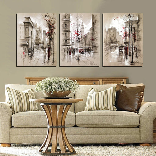 Contemporary Urban Cityscape Oil Painting on Canvas | Modern Wall Art Piece