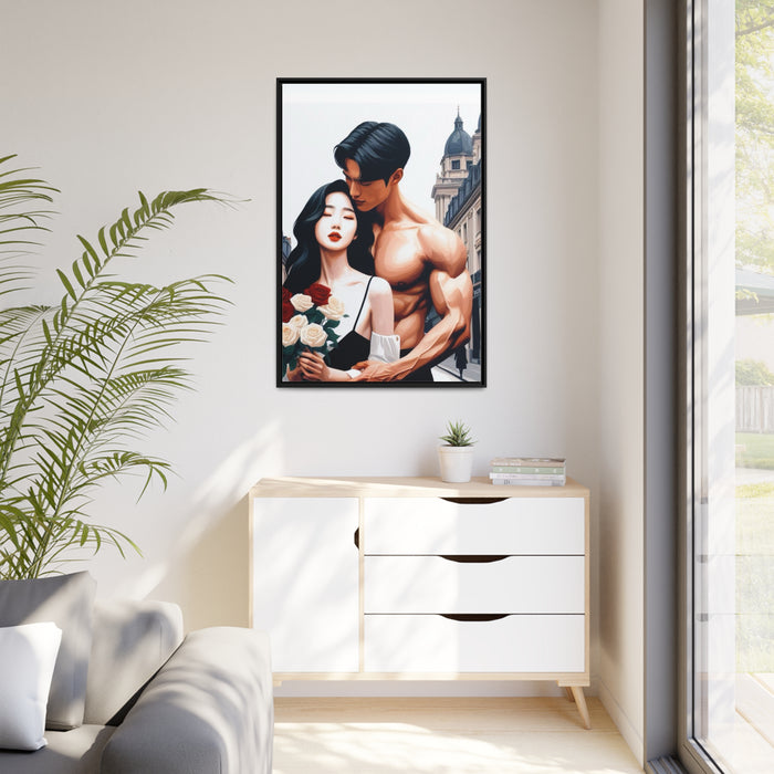 Elegant Matte Canvas Print with Black Pinewood Frame for Valentine's Day