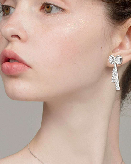 Sophisticated 1.12 Carat Lab-Grown Diamond Bow Earrings with Sterling Silver and Platinum or 18K Gold Finishes
