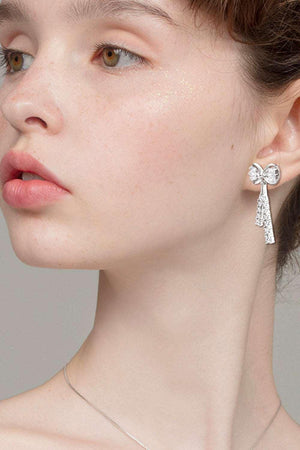 1.12 Carat Moissanite 925 Sterling Silver Bow Earrings-Trendsi-Gold-One Size-Très Elite