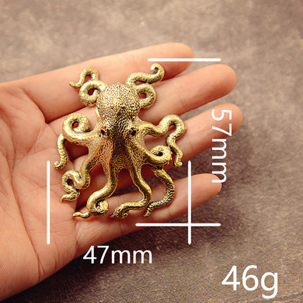 Peekaboo Studio Brass Octopus Ornament - Unique Tea Pet for Tabletop D
