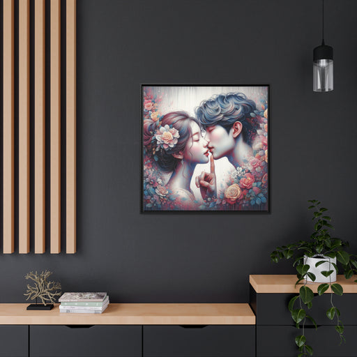 Elegant Black Pinewood Framed Valentine Canvas Print
