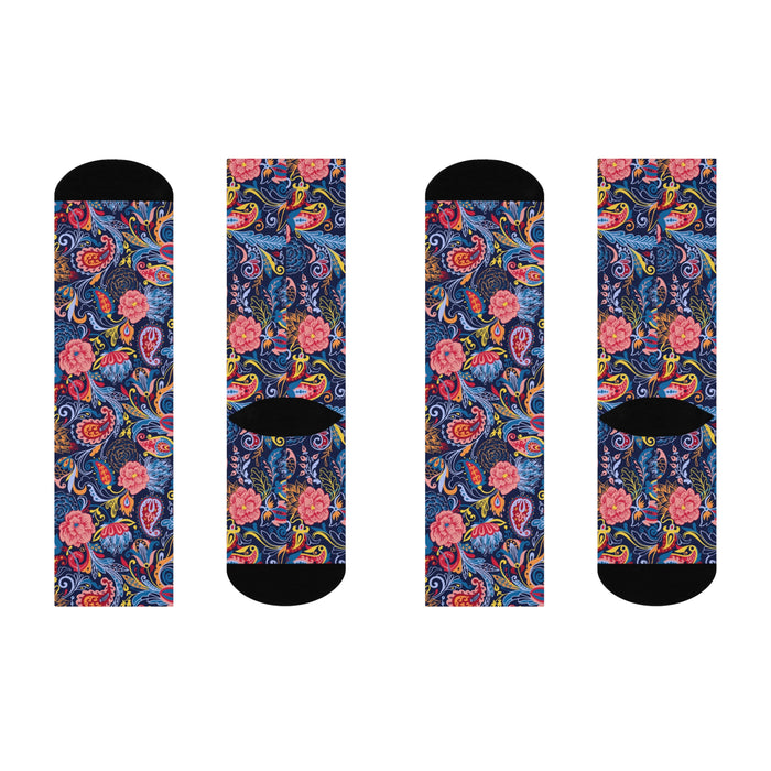 Paisley Plaid Crew Socks - Chic Comfort for Every Foot