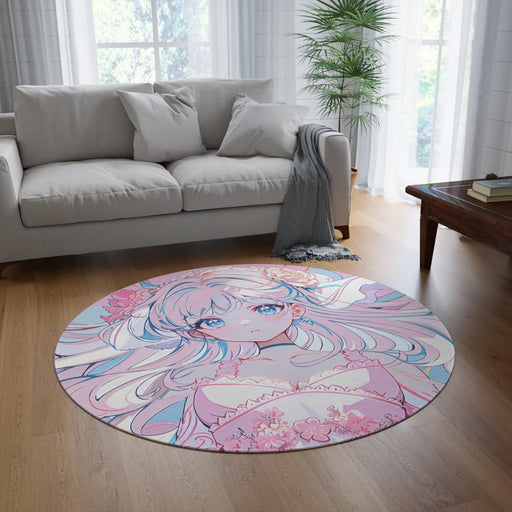 Fantasy Dreams Anime Round Rug - Vibrant, Playful Designs, High-Quality Polyester Chenille