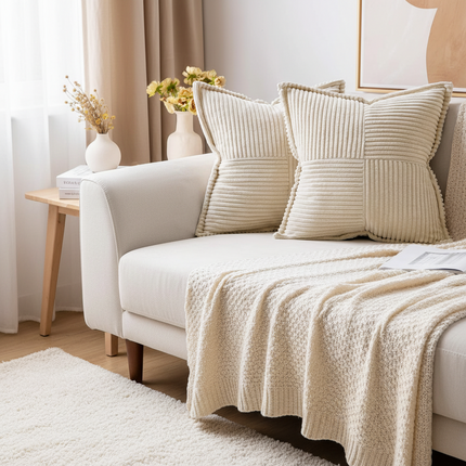 Corduroy Pillow Covers Super Soft Boho Striped Pillow Covers Broadside