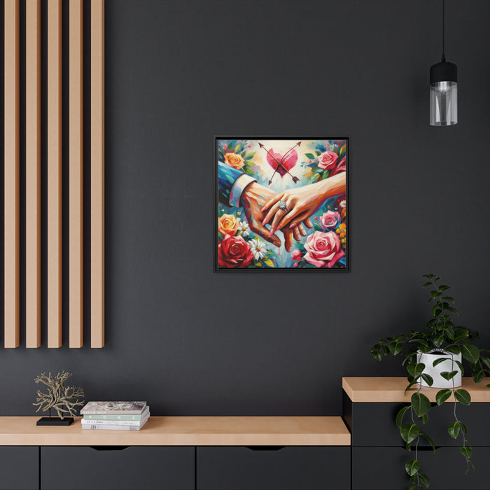 Elegant Black Pinewood Framed Matte Canvas Art - Sustainable Choice