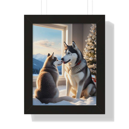 Sustainable Holiday Husky Vertical Wall Art Print
