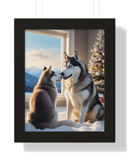 Sustainable Holiday Husky Vertical Wall Art Print