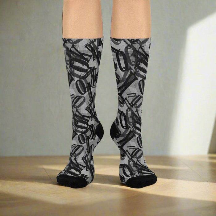 Trendy Unisex Tartan Crew Socks for Sizes 12 and Below