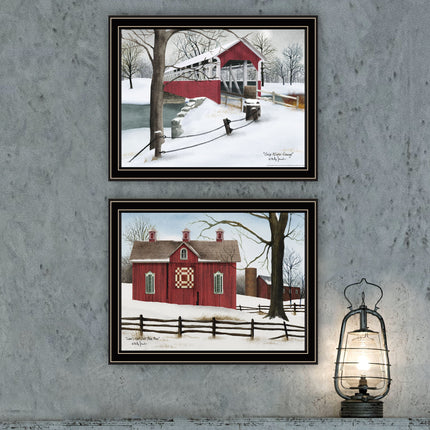 Billy Jacobs 2-Piece Knot Quilt & Covered Bridge Wall Art Set