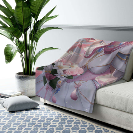Anime Fantasy Tribal Plush Sherpa Blanket - Cozy Elegance for All Seasons