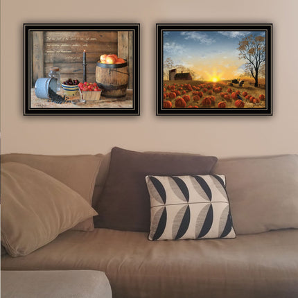 Billy Jacobs 2-Piece Autumn Sunrise Wall Art Set, Black Framed Decor