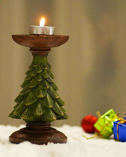 Elegant Holiday Candle Holder: Premium Resin Christmas Decor