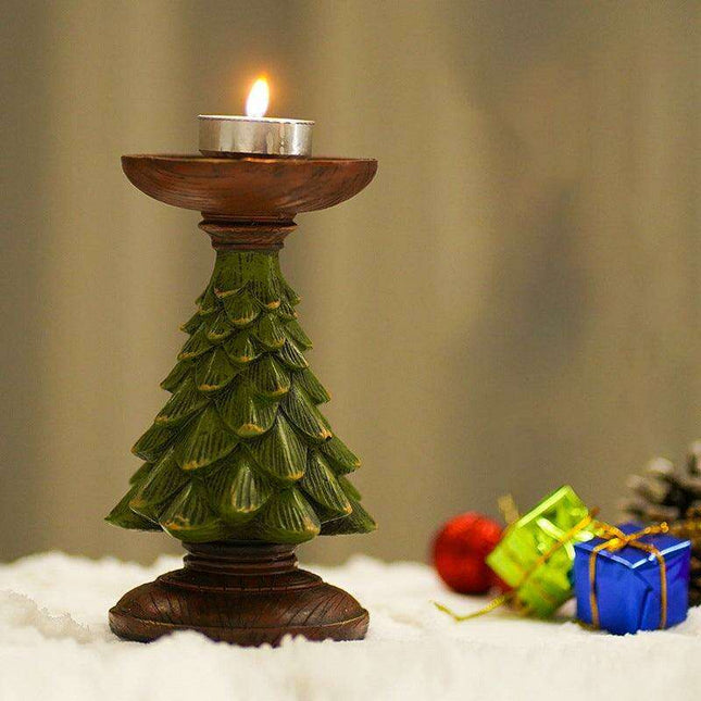 Elegant Holiday Candle Holder: Premium Resin Christmas Decor