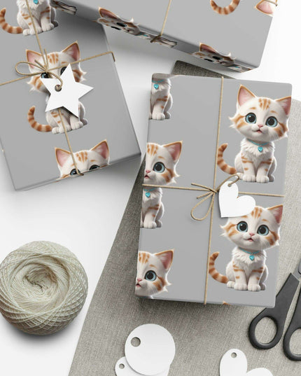 Eco-Conscious Cat Lover's Christmas Gift Wrap Set