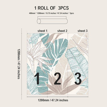 Plant Flower Pattern PVC Self Adhesive Wallpaper Moisture Proof Stain Resistant