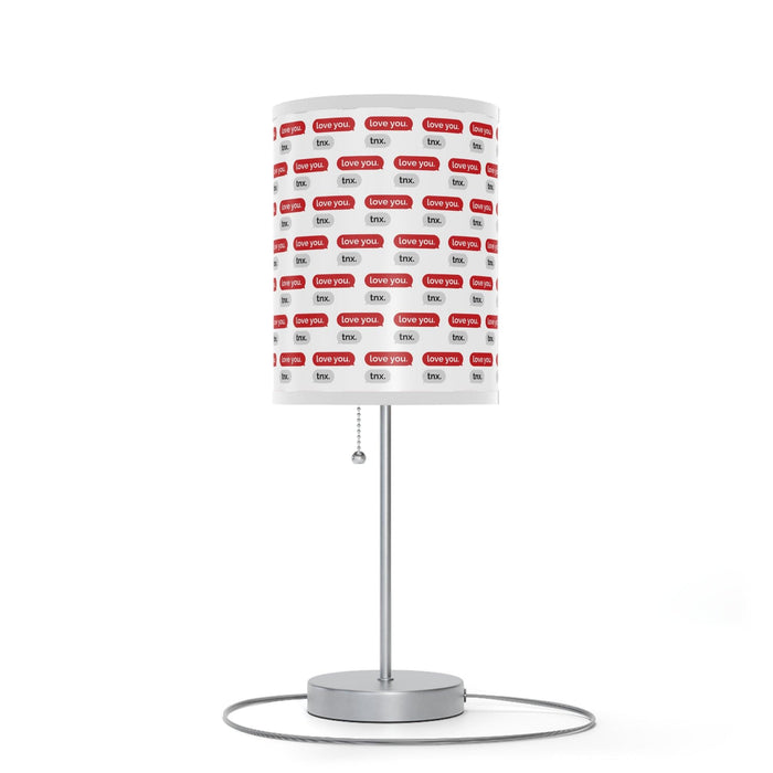 Elite Valentine Love Text Steel Base Table Lamp with Customizable High-Res Printed Shade - Personalized Luxury Lighting Solution