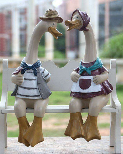 Whimsical Hand-Painted Nordic Duck Pair for Enchanting Home and Garden Decor