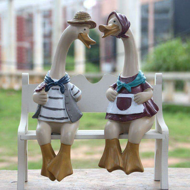 Whimsical Hand-Painted Nordic Duck Pair for Enchanting Home and Garden Decor